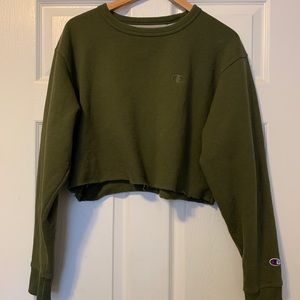 Champion forest green cropped crew neck